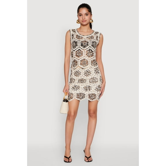 Womens Hexagon Geometric Crochet Skirt