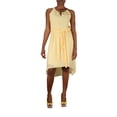 thumbnail image 1 of Womens Hi Low Gold Embellished Tank Dress with Fabric Waist Tie, 1 of 5