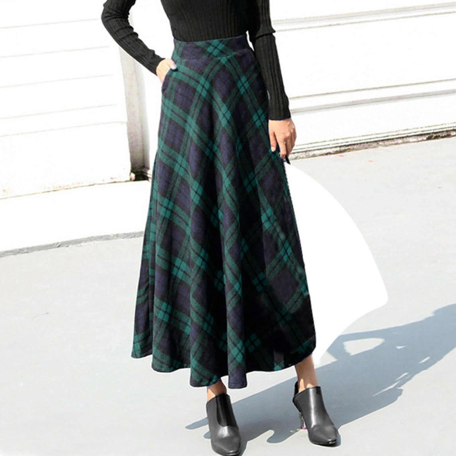 winter plaid maxi skirt