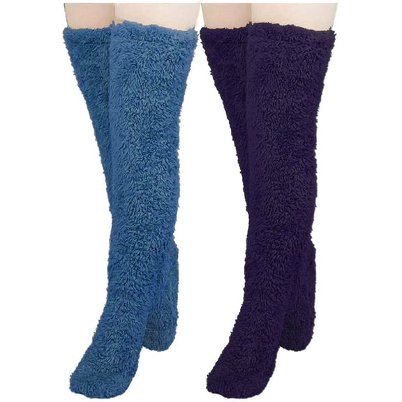 Womens High Fuzzy Socks Over Knee Winter Leg Socks Fleece Over The Knee Boot Stockings Long Warm Leg Warmers