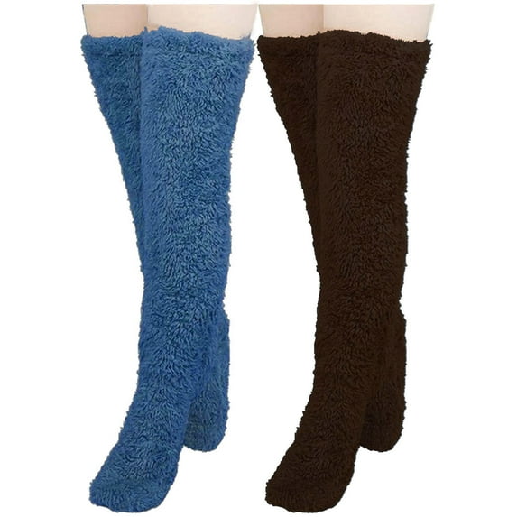 Womens High Fuzzy Socks Over Knee Winter Leg Socks Fleece Over The Knee Boot Stockings Long Warm Leg Warmers