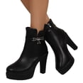 thumbnail image 1 of Womens High Heel Ankle Boots Platform Booties Round Toe Side Zipper Dress Short Boots for Work Casual Daily, 1 of 7