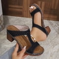 thumbnail image 1 of Womens High-Heeled Sandals Arch Support Orthopedic Slip On Slippers Solid Hollow Out Walking Shoes Open-Toe Casual Summer Sandals, 1 of 9