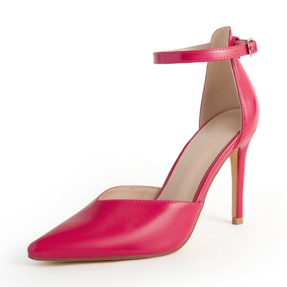 High Heels for Women Sexy, Pink Ankle Strap Pointed Toe Closed Toe Stiletto Pumps Heels for Women Wedding Party Evening Dress Shoes