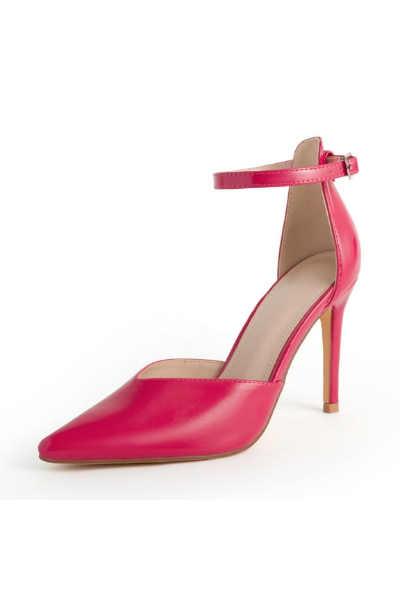 High Heels for Women Sexy, Pink Ankle Strap Pointed Toe Closed Toe Stiletto Pumps Heels for Women Wedding Party Evening Dress Shoes