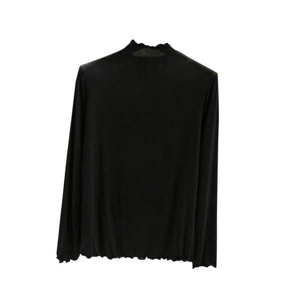 Womens High Neck Long Sleeve T Shirts Casual Solid Color Tunic Tops Fall Fashion Trendy Loose Fit Outfits (Black 2XL)