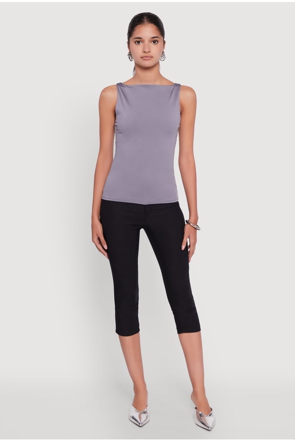 Womens High Neck Shelf Bra Tank Top