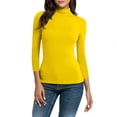 thumbnail image 1 of Womens High Neck Shirts, 3/4 Sleeve Shirts for Women Summer Casual Solid Color Slimming Fit Basic T Shirts S-2XL, 1 of 4
