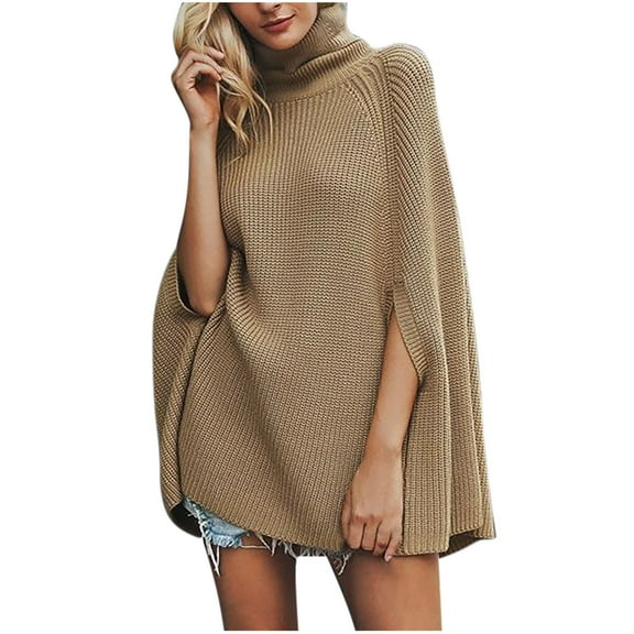 Womens High Neck Sweaters, Long Sleeve Pullover for Women Fall Casual Loose Fit Hollow Knitted Sweater S-XL