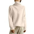 thumbnail image 1 of Womens High Neck Sweaters Solid Color Comfy Knitted Turtleneck Pullover Loose Long Sleeve Casual Winter Tops (XL, Beige), 1 of 6