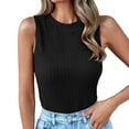 thumbnail image 1 of Womens High Neck Tank Top 2025 Summer Casual Ribbed Knit Slim Fitted Basic Textured Sleeveless Shirts Tops for Women Loose Muscle Tee Women Athletic Tops Girls Top Women Big Tops for Women 3, 1 of 7