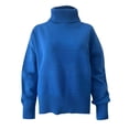 thumbnail image 1 of Womens High O-Neck Sweater Solid Color Loose-Fit Knit Pullover Winter Casual Long Sleeve Tops, 1 of 6