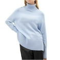 thumbnail image 1 of Womens High O-Neck Sweater Solid Loose-Fit Knit Pullover Winter Casual Long Sleeve Tops, 1 of 7