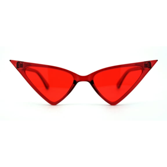 Womens High Point Sharp Triangle Thin Plastic Cat Eye Sunglasses All Red