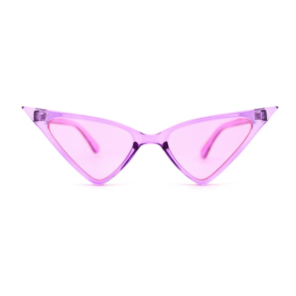 Womens High Point Sharp Triangle Thin Plastic Cat Eye Sunglasses Purple Pink
