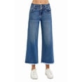 thumbnail image 1 of Womens High Rise Crop Wide Leg Jeans with Wide Band Detail and Buttoned Pockets Modern Fit Comfortable Stretch, 1 of 7