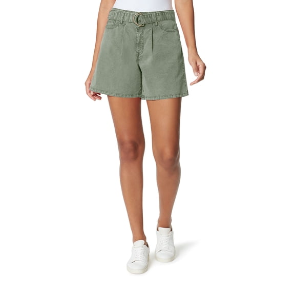 Womens High Rise Pleated Shorts Willow Tree 6