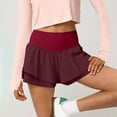 thumbnail image 1 of Womens High Rise Shorts Elastic Waisted Ruffledd Hem Wide Leg Summer 2 in 1 Short for Women with Liner, 1 of 7