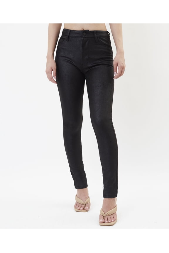 Womens High Rise Super Skinny Jeans Jet Black 11-12