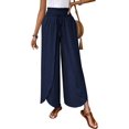 thumbnail image 1 of Womens High Side Split Wide Leg Long Pants Dark Blue XL, 1 of 8