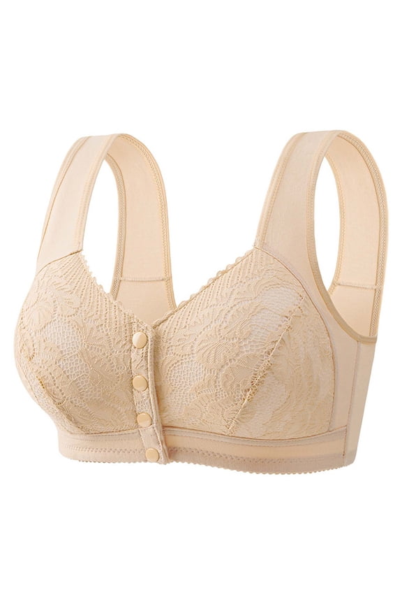 Womens High Support Bras Cotton Front Closure Full Coverage Plus Size Bra Sports Bras for Women High Support Beige