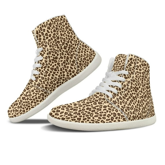 Womens High Top Leopard Print Sneakers PU Leather Running Shoes Non Slip Walking Athletic Tennis Shoes for Women Ankle Boots