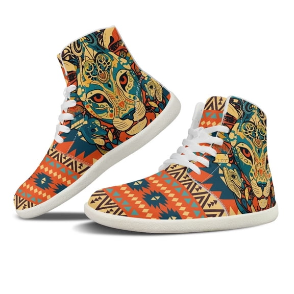 Womens High Top Leopard Print Sneakers PU Leather Running Shoes Non Slip Walking Athletic Tennis Shoes for Women Ankle Boots