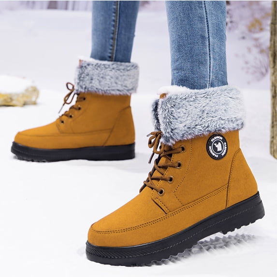 Womens High Top Slip On Snow Boots Warm Pull On Cold Resistant Trendy Fall Winter Fleece Lined Thick Cotton Boots Soft Sole For Everyday Snow Boots For Women