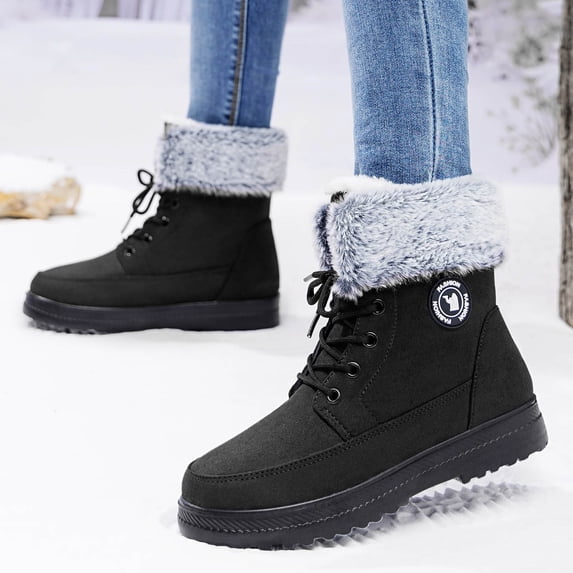Womens High Top Slip On Snow Boots Warm Pull On Cold Resistant Trendy Fall Winter Fleece Lined Thick Cotton Boots Soft Sole For Everyday Snow Boots For Women