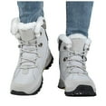 thumbnail image 1 of Womens High Top Snow Boots Lace up Anti-Slip Platform Furry Lined Thickened Warm Comfy Cold Weather Outdoor Winter Hiking Shoes White 9.5, 1 of 4