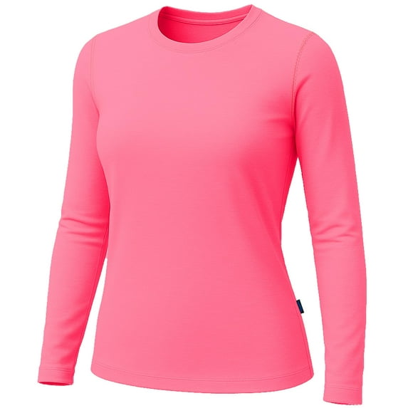 Womens High Visibility Workout Shirt UPF50+ Lightweight Long Sleeve Sun T-Shirt Ceila Neon Pink-L