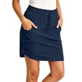 thumbnail image 1 of Womens High Waist Athletic Skort Solid Elastic Drawstring Cargo Mini Skirt with Built-in Shorts Side Pockets for Running Casual Wear Navy XXL(XXL), 1 of 9