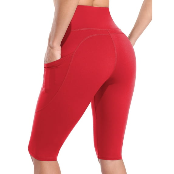 Womens High Waist Biker Shorts with Pockets Workout Running Short