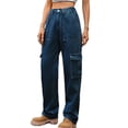 thumbnail image 1 of Womens High Waist Cargo Jeans with Pockets Rigid Fit Casual Everyday Fashion Durable Versatile Wear Sturdy Stitching, 1 of 16