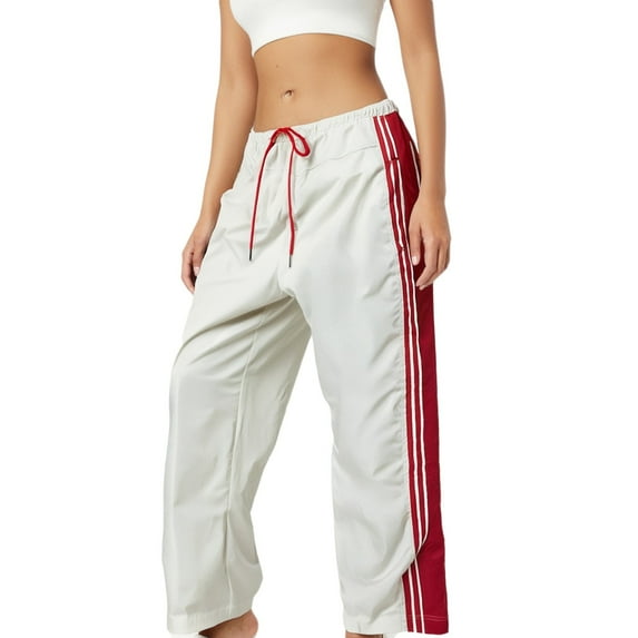 Womens High Waist Casual Pants Elastic Waist Straight Leg Sweatpants Lightweight Drawstring Trendy Relaxed Fit Trousers with Pockets