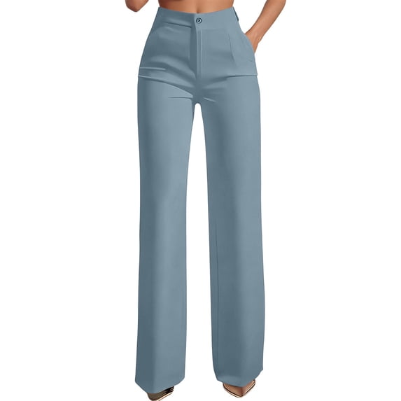 Womens High Waist Dress Pants Stretch Straight Leg Business Casual Trousers with Pockets XXL