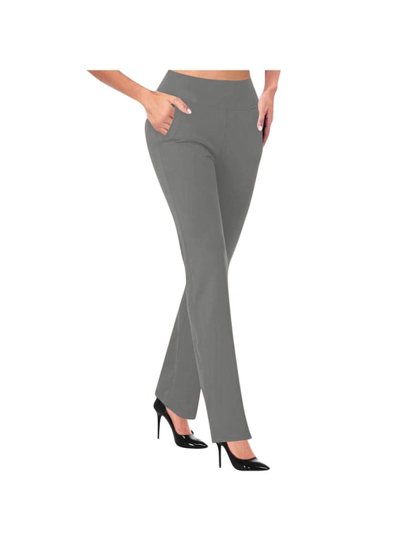 Womens High Waist Dress Work Pants Stretchy Casual Business Office Slacks Pull On Slim Fit Trousers