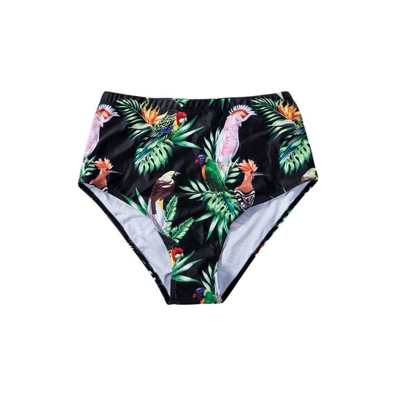 Womens High Waist Floral Bikini Bottoms Retro Tummy Control Tankini Bottoms Swim Shorts Briefs Beachwear