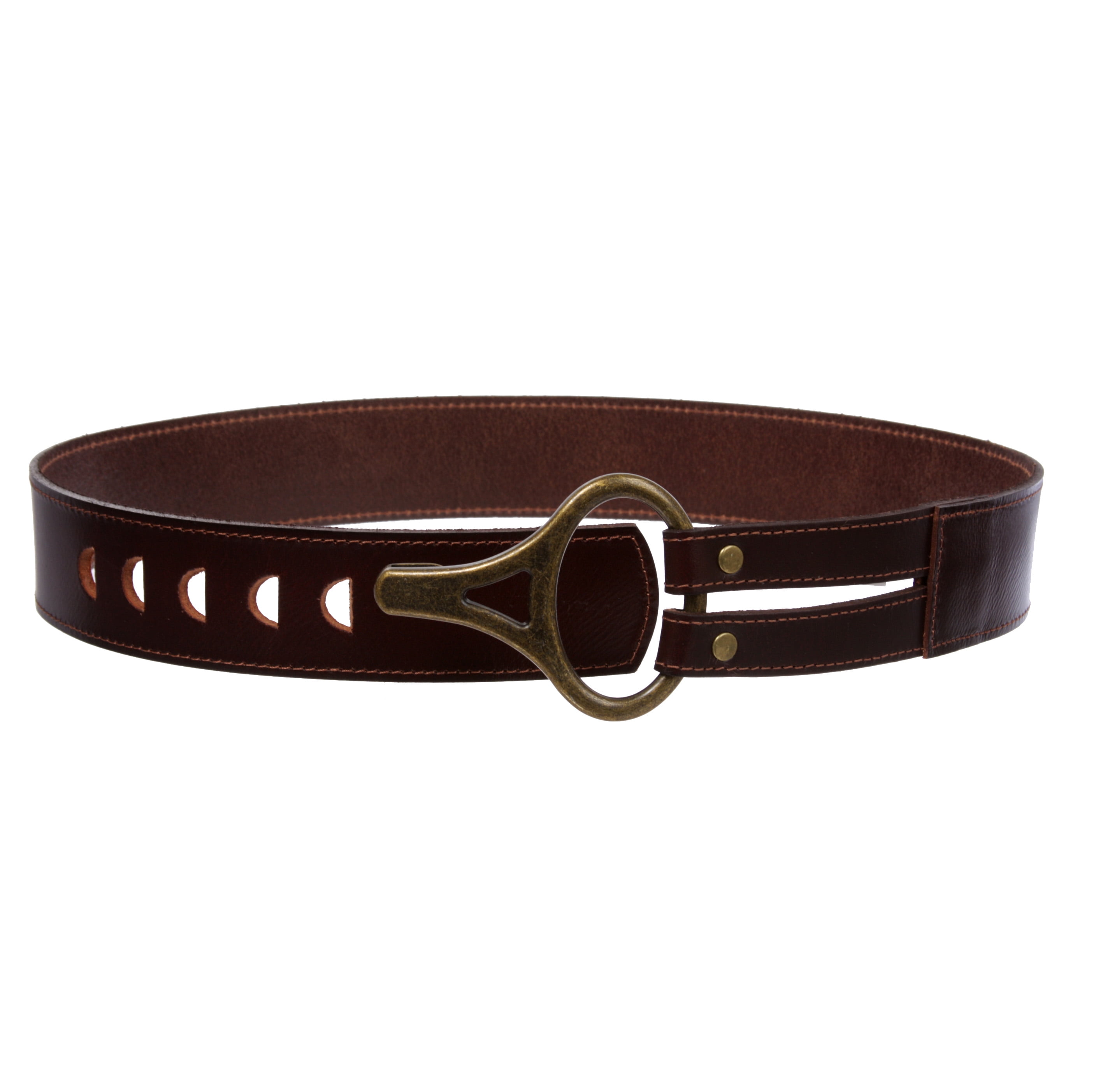 Womens High Waist Genuine Leather Belt With Hook Closure 