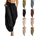 thumbnail image 1 of Womens High Waist Harem Pants Casual Solid Color Loose Fit Baggy Lantern Long Pants with Pockets, 1 of 6