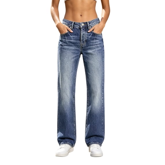 Womens High Waist Narrow Wide Leg Jeans Light Wash With Micro Stretch For Comfortable Everyday Style Denim Pants For Women