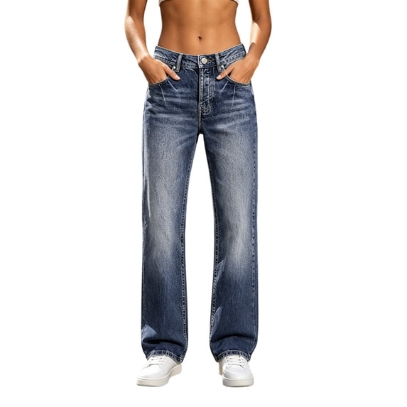 Womens High Waist Narrow Wide Leg Jeans Light Wash With Micro Stretch For Comfortable Everyday Style Denim Pants For Women