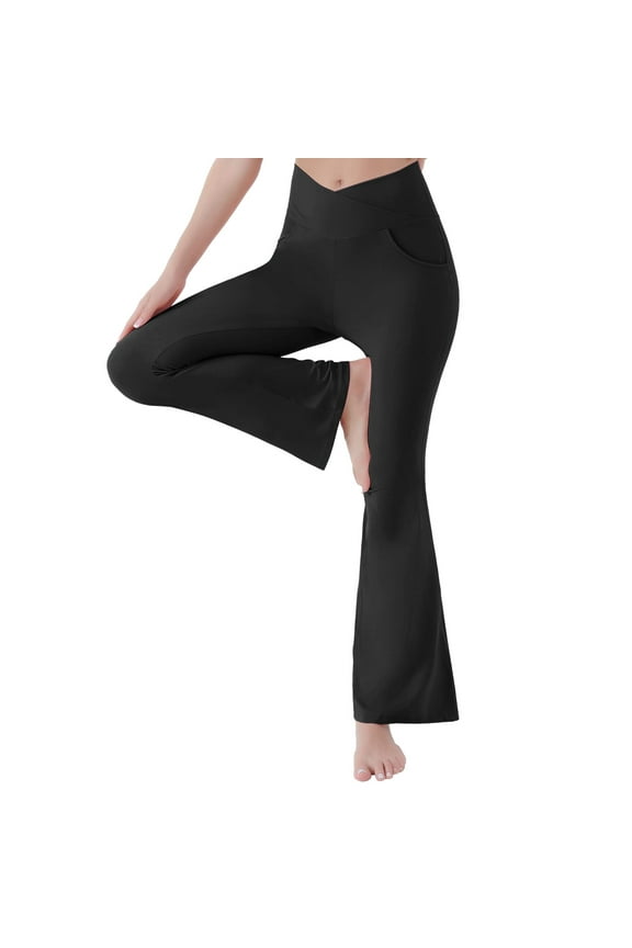Womens High Waist Pant Soft Sport Yoga Leggings Workout Running Trousers, Weekend Full-Length Activewear Yoga Pants Black