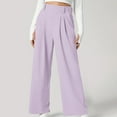 thumbnail image 1 of Womens High Waist Pants Wide Leg Casual Pleated Side Elastic Waist Loose Casual Long Pants With Pocket Purple S, 1 of 7