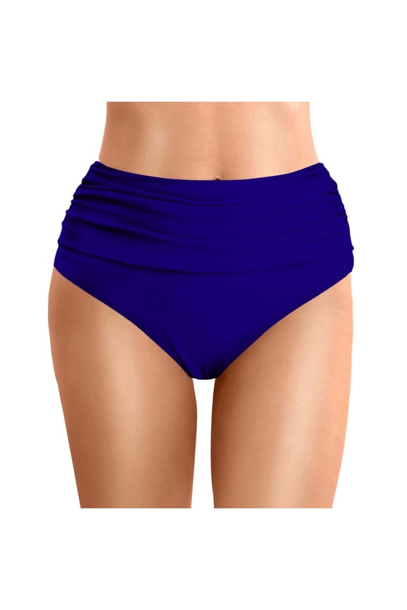 Womens High Waist Period Friendly Triangle Bikini Bottoms Ruched Tummy Control Swimsuit Bottom XXL