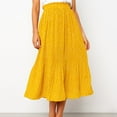 thumbnail image 1 of Womens High Waist Polka Dot Pleated Skirt, Midi Swing Skirt with Pockets,Summer Boho Halter Skirt, Yellow, Medium Size, 1 of 8