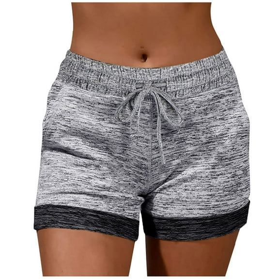 Womens High Waist Running Shorts Plus Size Summer Casual Drawstring Tie Dye Workout Shorts Comfort Running Booty Shorts Light Gray, L