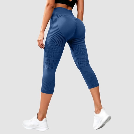 Womens High Waist Seamless Capri Leggings JIANLAI High Stretch Tummy Control Butt Lifting Workout Capri Pants, Textured Knit Breathable Non‑See‑Through Yoga Capri Leggings