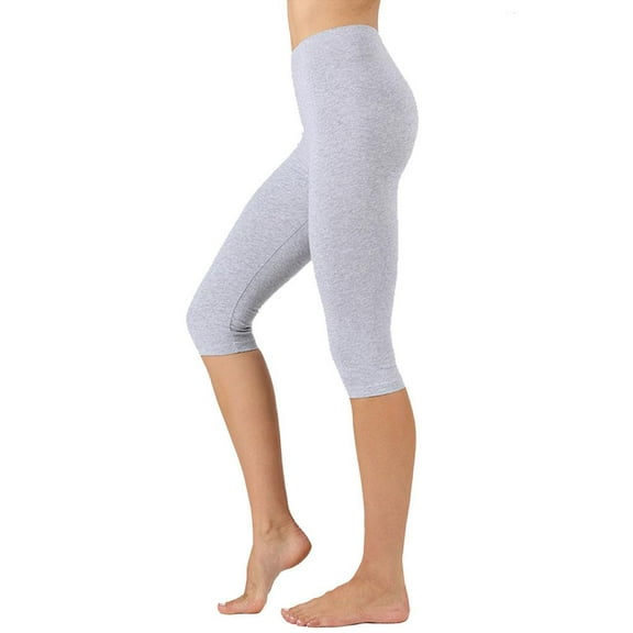Womens High Waist Seamless Cotton Capri Leggings