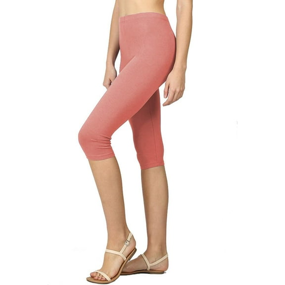 Womens High Waist Seamless Cotton Capri Leggings